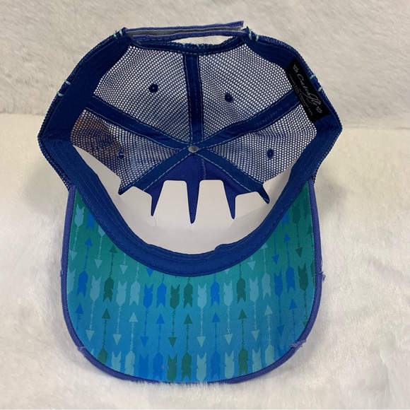 Catchfly Womens Hat Baseball Cap "YIPPIE KI-YAY" Arrows Mesh Cactus Blue - Picture 7 of 10